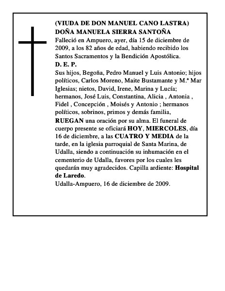 DOÑA MANUELA SIERRA SANTOÑA