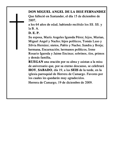 DON MIGUEL ANGEL DE LA HOZ FERNANDEZ
