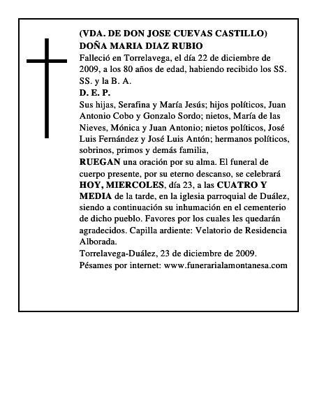 DOÑA MARIA DIAZ RUBIO