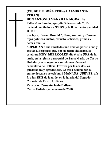 DON ANTONIO MANVILLE MORALES