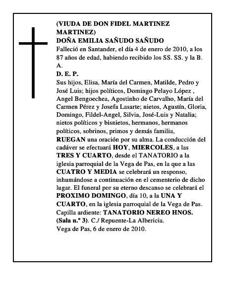 DOÑA EMILIA SAÑUDO SAÑUDO
