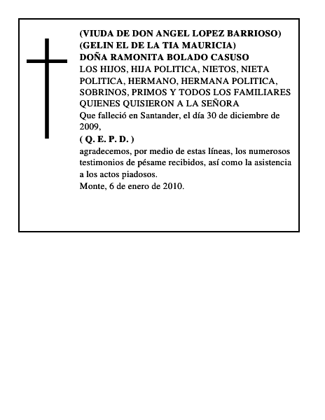 DOÑA RAMONITA BOLADO CASUSO