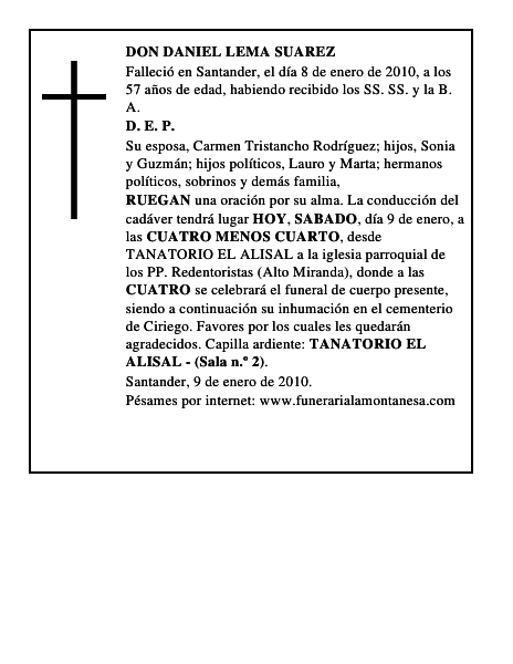 DON DANIEL LEMA SUAREZ
