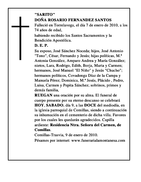 DOÑA ROSARIO FERNANDEZ SANTOS