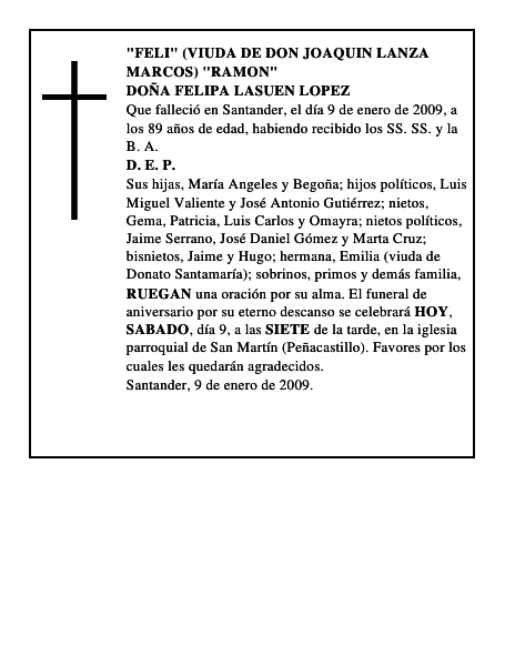 DOÑA FELIPA LASUEN LOPEZ