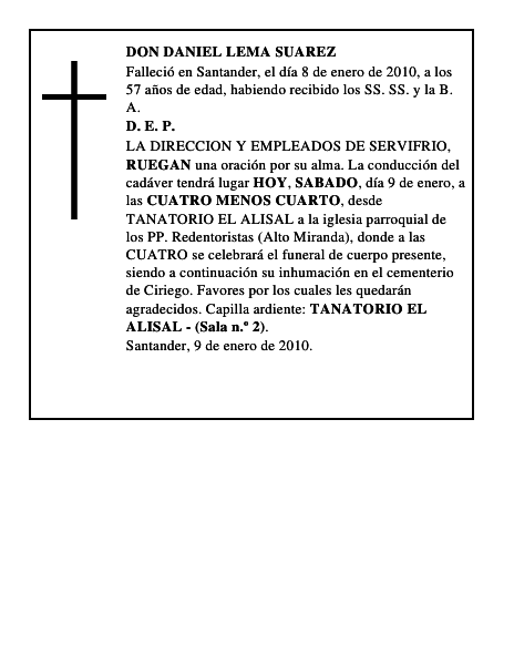 DON DANIEL LEMA SUAREZ