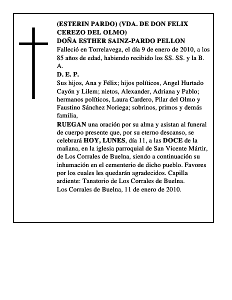 DOÑA ESTHER SAINZ-PARDO PELLON