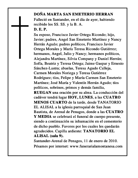 DOÑA MARTA SAN EMETERIO HERRAN