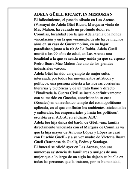 Adela Güell Ricart, in memorian