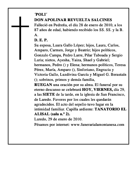 DON APOLINAR REVUELTA SALCINES