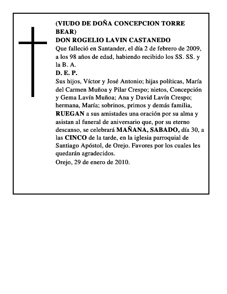 DON ROGELIO LAVIN CASTANEDO