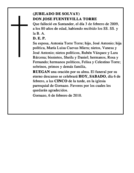 DON JOSE FUENTEVILLA TORRE