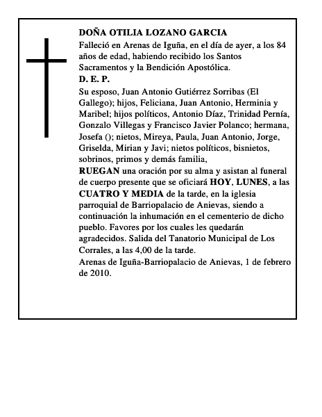 DOÑA OTILIA LOZANO GARCIA