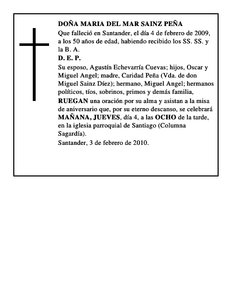 DOÑA MARIA DEL MAR SAINZ PEÑA
