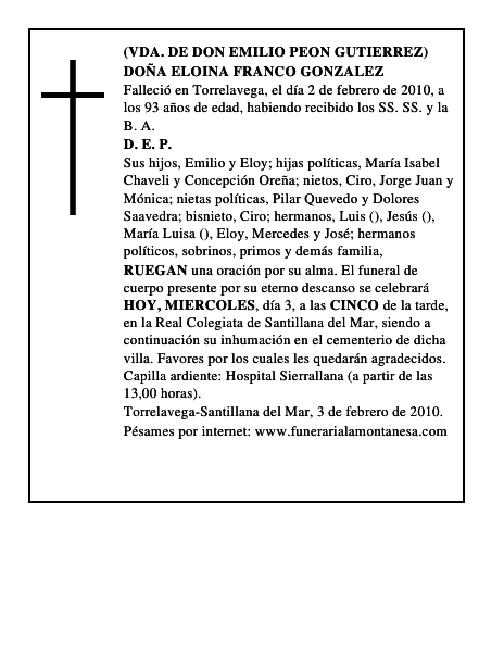 DOÑA ELOINA FRANCO GONZALEZ