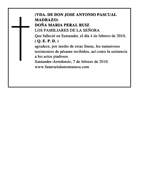 DOÑA MARIA PERAL RUIZ
