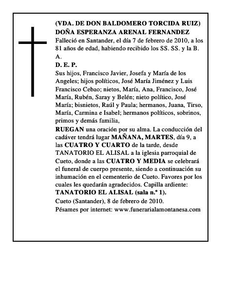 DOÑA ESPERANZA ARENAL FERNANDEZ