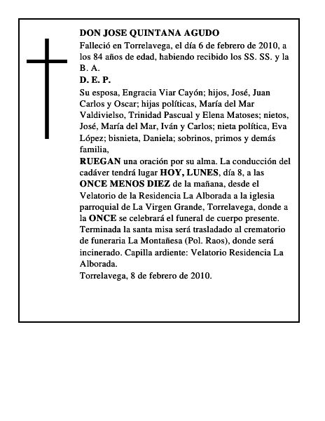 DON JOSE QUINTANA AGUDO