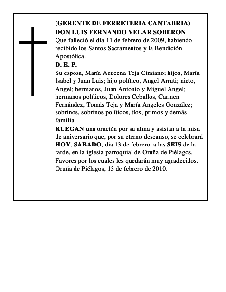 DON LUIS FERNANDO VELAR SOBERON