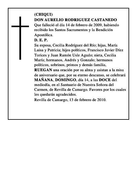 DON AURELIO RODRIGUEZ CASTANEDO