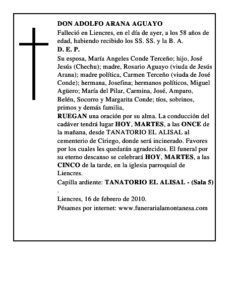 DON ADOLFO ARANA AGUAYO