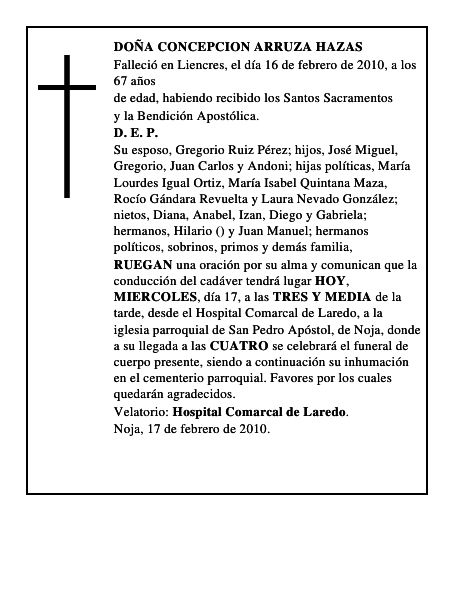 DOÑA CONCEPCION ARRUZA HAZAS