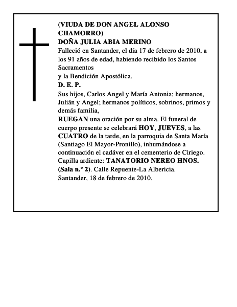 DOÑA JULIA ABIA MERINO
