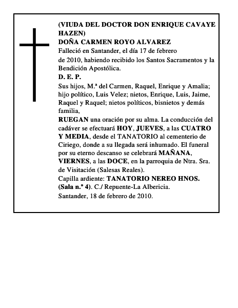 DOÑA CARMEN ROYO ALVAREZ