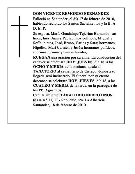 DON VICENTE REMONDO FERNANDEZ