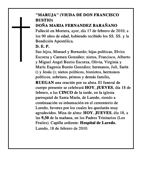 DOÑA MARIA FERNANDEZ BARAÑANO