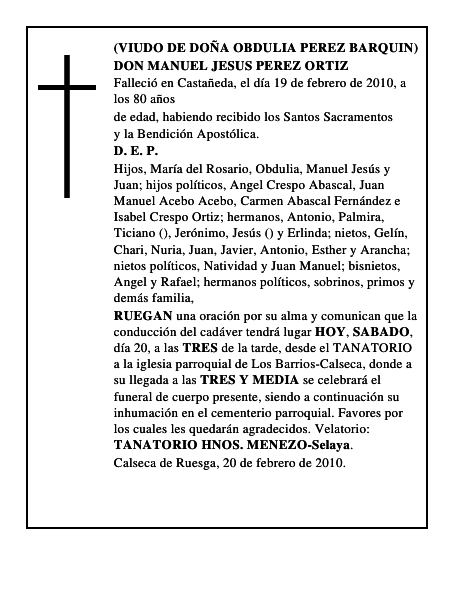 DON MANUEL JESUS PEREZ ORTIZ