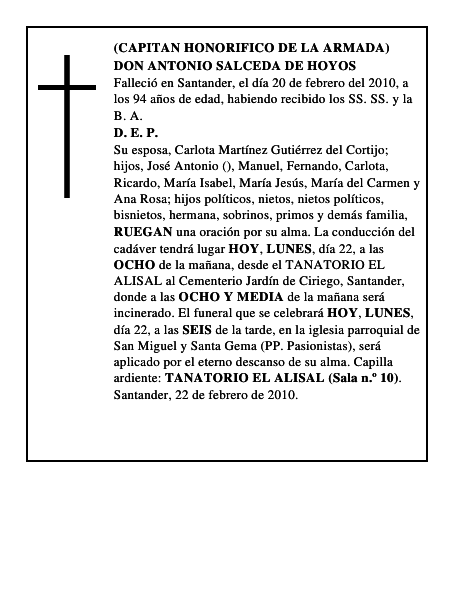 DON ANTONIO SALCEDA DE HOYOS
