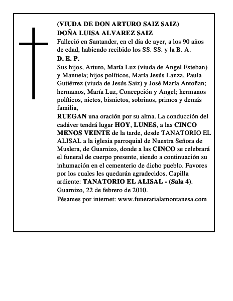 DOÑA LUISA ALVAREZ SAIZ