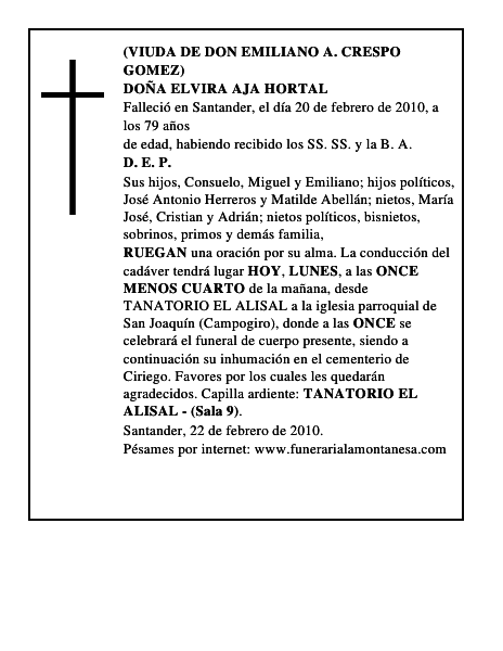 DOÑA ELVIRA AJA HORTAL