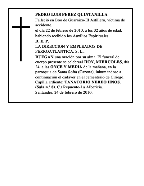 PEDRO LUIS PEREZ QUINTANILLA