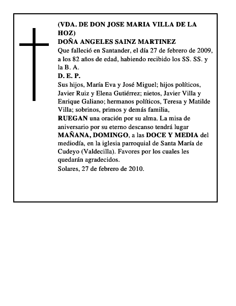 DOÑA ANGELES SAINZ MARTINEZ