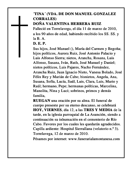DOÑA VALENTINA HERRERA RUIZ