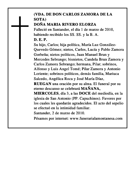 DOÑA MARIA RIVERO ELORZA