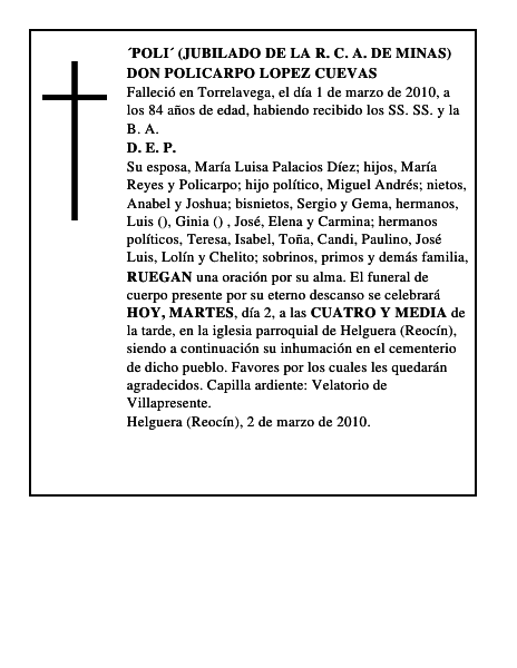 DON POLICARPO LOPEZ CUEVAS