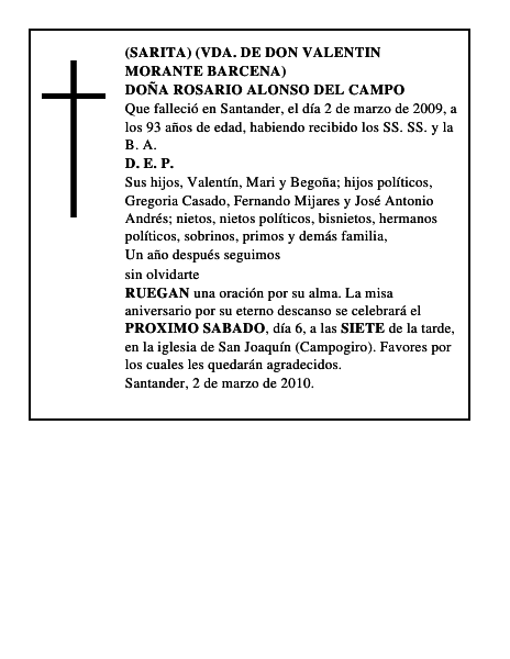 DOÑA ROSARIO ALONSO DEL CAMPO