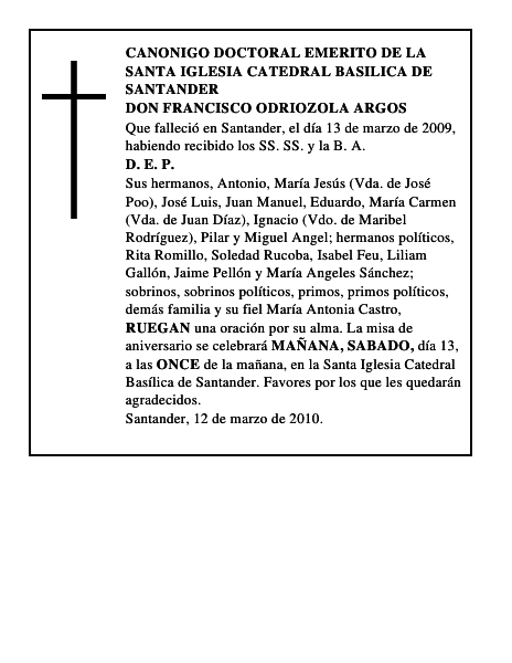 DON FRANCISCO ODRIOZOLA ARGOS