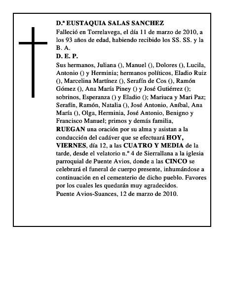 D.ª EUSTAQUIA SALAS SANCHEZ