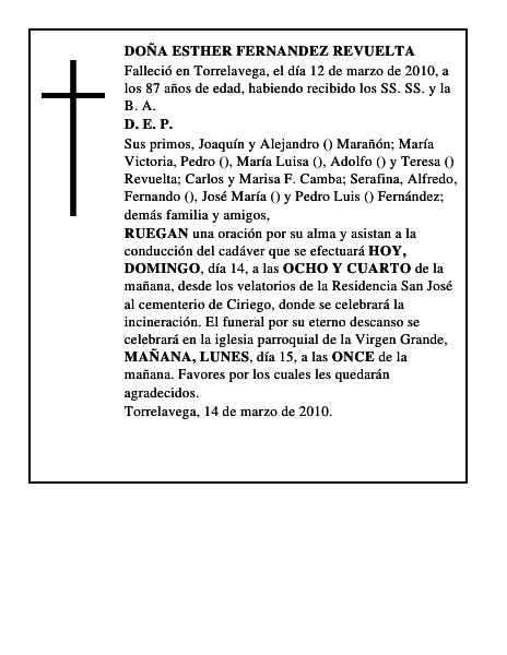 DOÑA ESTHER FERNANDEZ REVUELTA