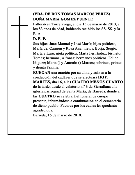 DOÑA MARIA GOMEZ PUENTE