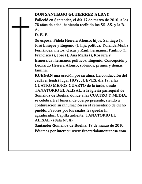 DON SANTIAGO GUTIERREZ ALDAY