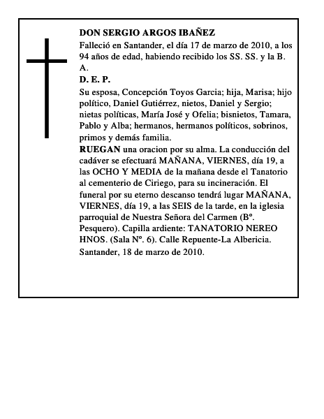 DON SERGIO ARGOS IBAÑEZ