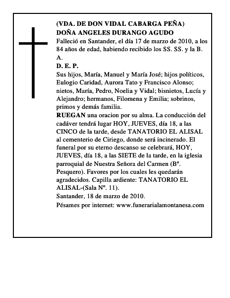 DOÑA ANGELES DURANGO AGUDO