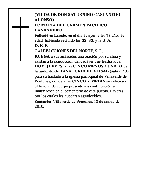 D.ª MARIA DEL CARMEN PACHECO LAVANDERO