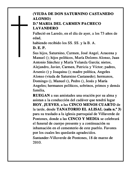 D.ª MARIA DEL CARMEN PACHECO LAVANDERO