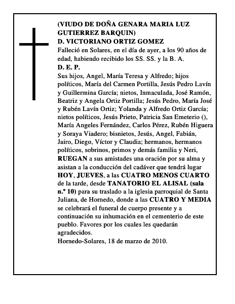 D. VICTORIANO ORTIZ GOMEZ